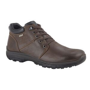 IMAC Mens Leather 4 Eye D Ring Laced Ankle Boot / Dark Brown